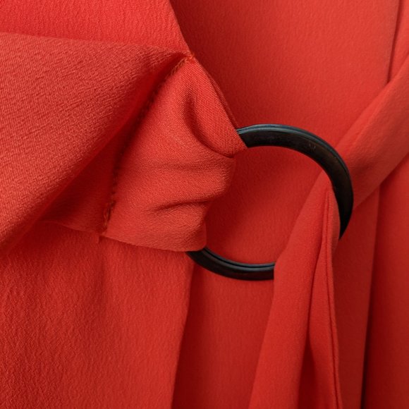 💃 NWT! Topshop O-Ring Wrap Midi Dress in Red, Size 2 US (fits like 0) - Picture 2 of 4